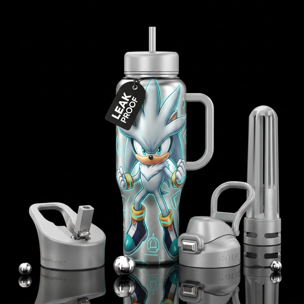 Silver the hedgehog water bottle design