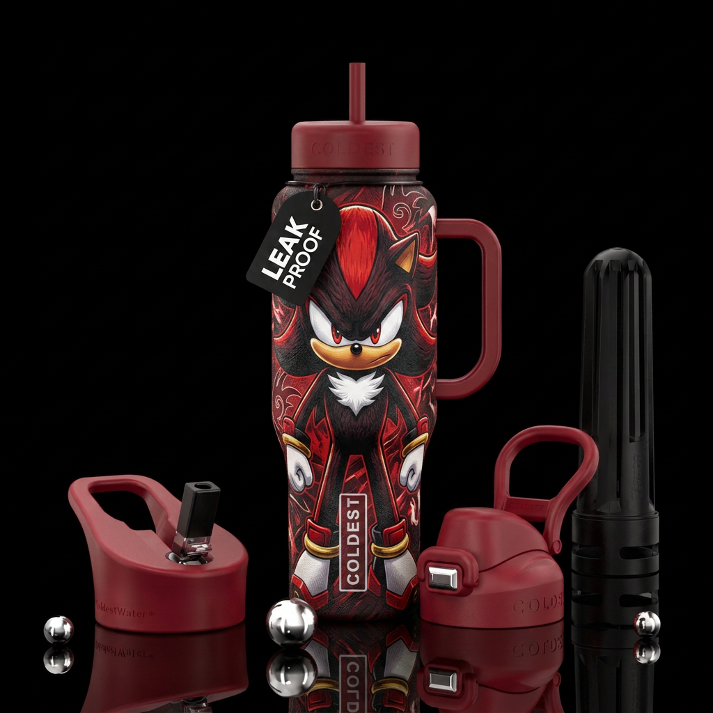 Shadow the Hedgehog water bottle design