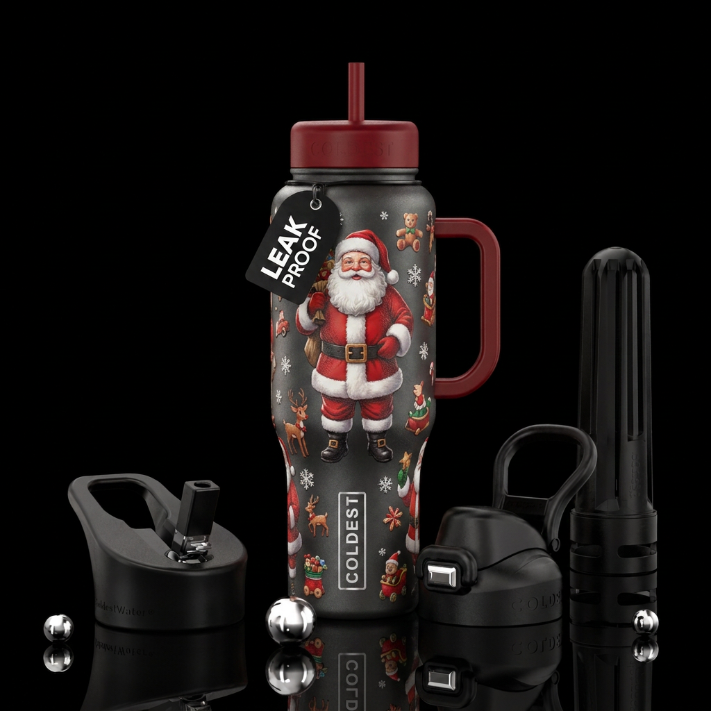 Santa clause water bottle design