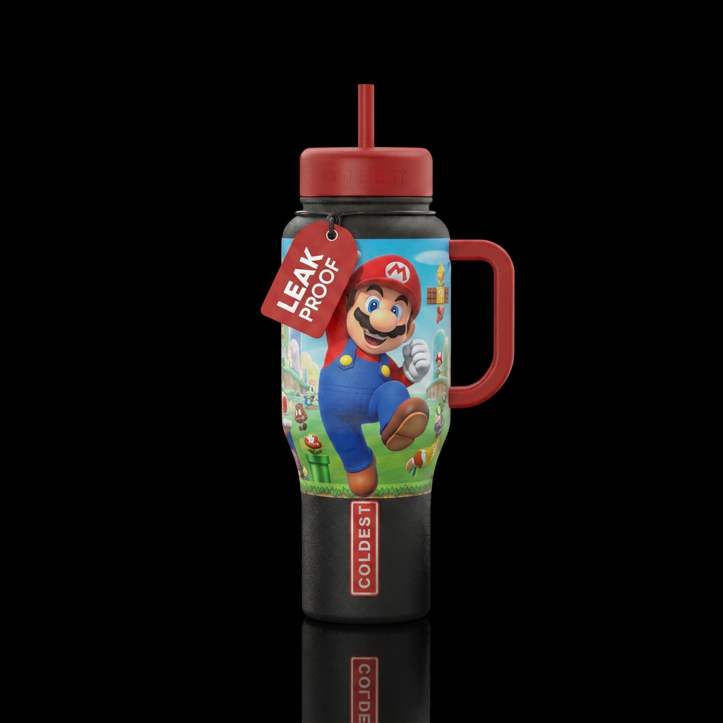 Mario water bottle design