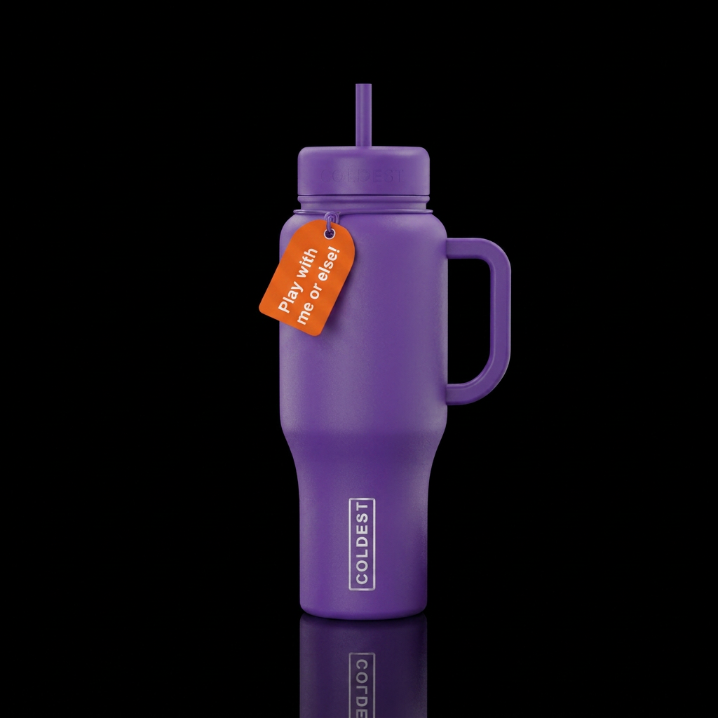 Play with me or else! water bottle design