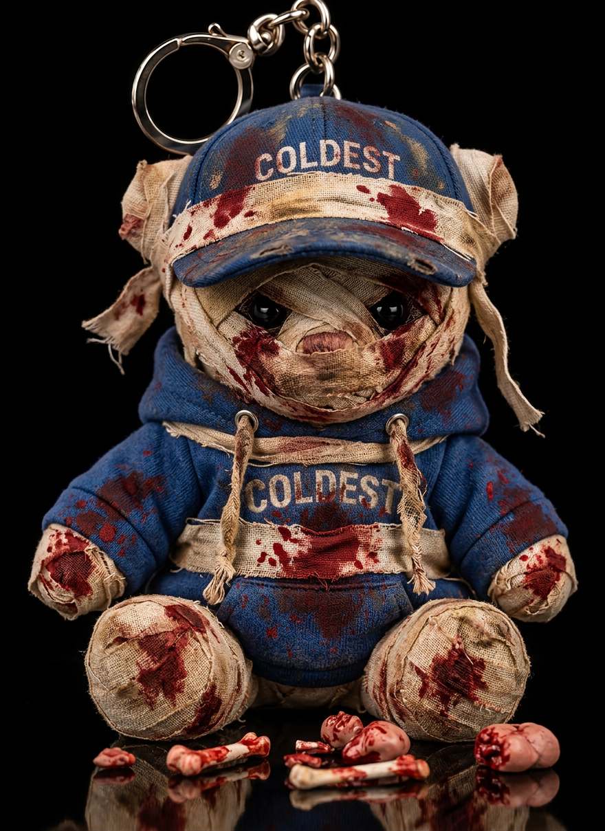 Make a mummy bear that eats humans and has blood a... water bottle design