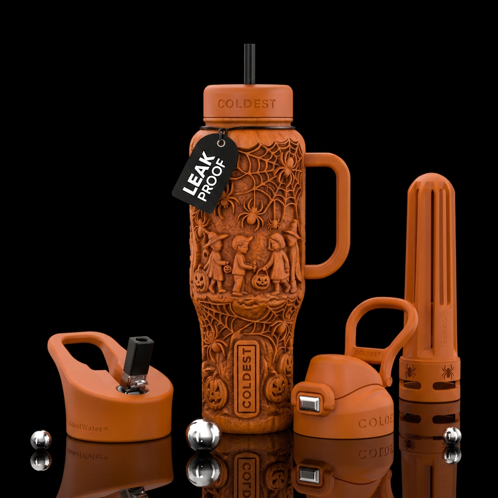 Jack O lantern water bottle design
