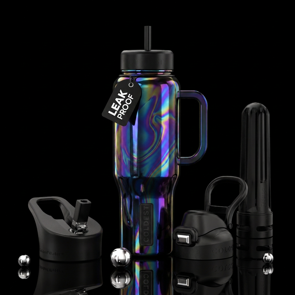 Iridescent dreaming water bottle design