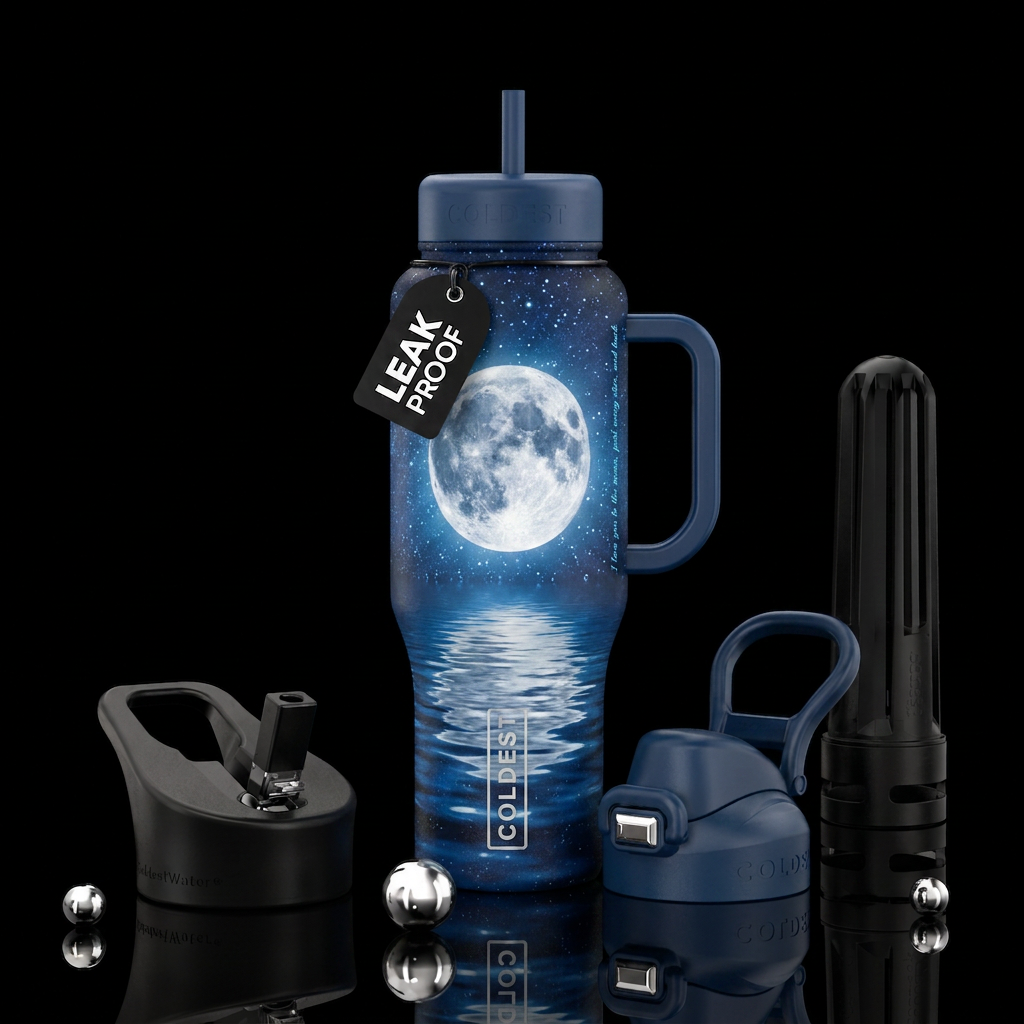 To the moon and back water bottle design