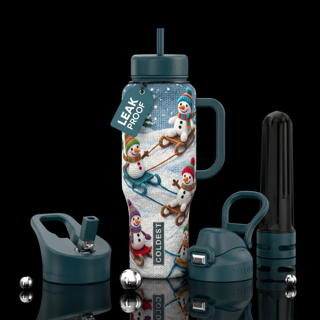 Crochet Christmas water bottle design