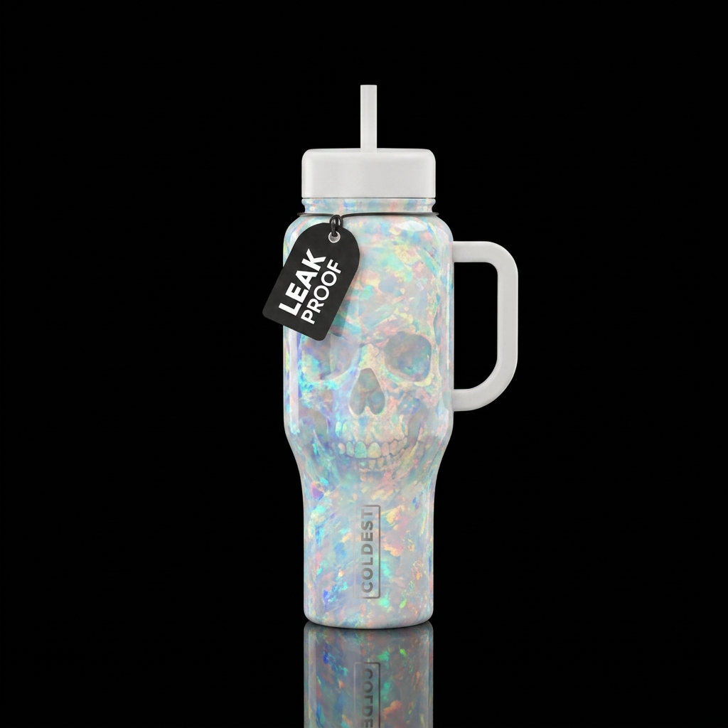 Opal skulls water bottle design