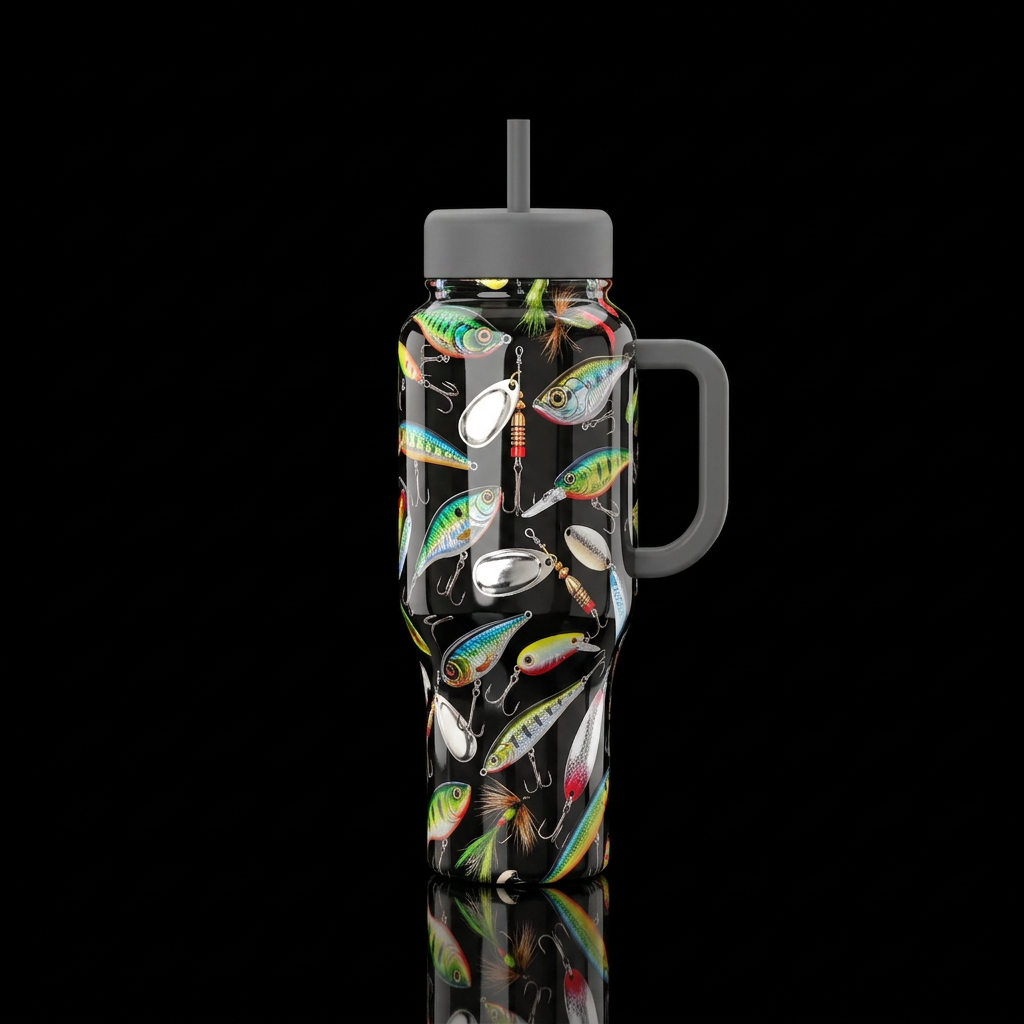 Lured to the Lake water bottle design