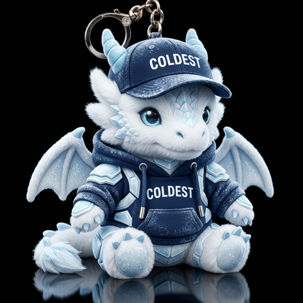 Fluffy white Hope dragon wearing coldest armor water bottle design