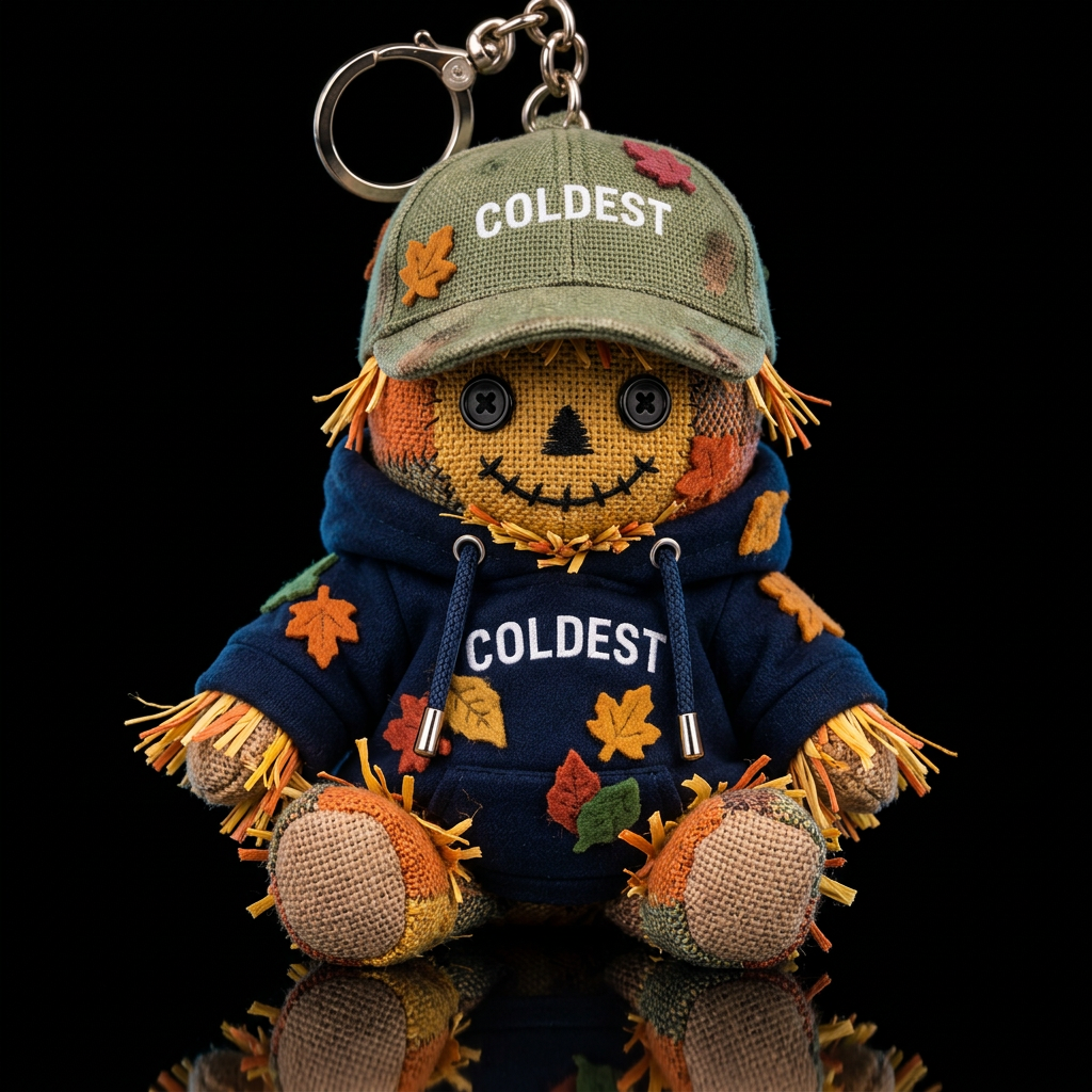 Scarecrow with fall colored leaves water bottle design
