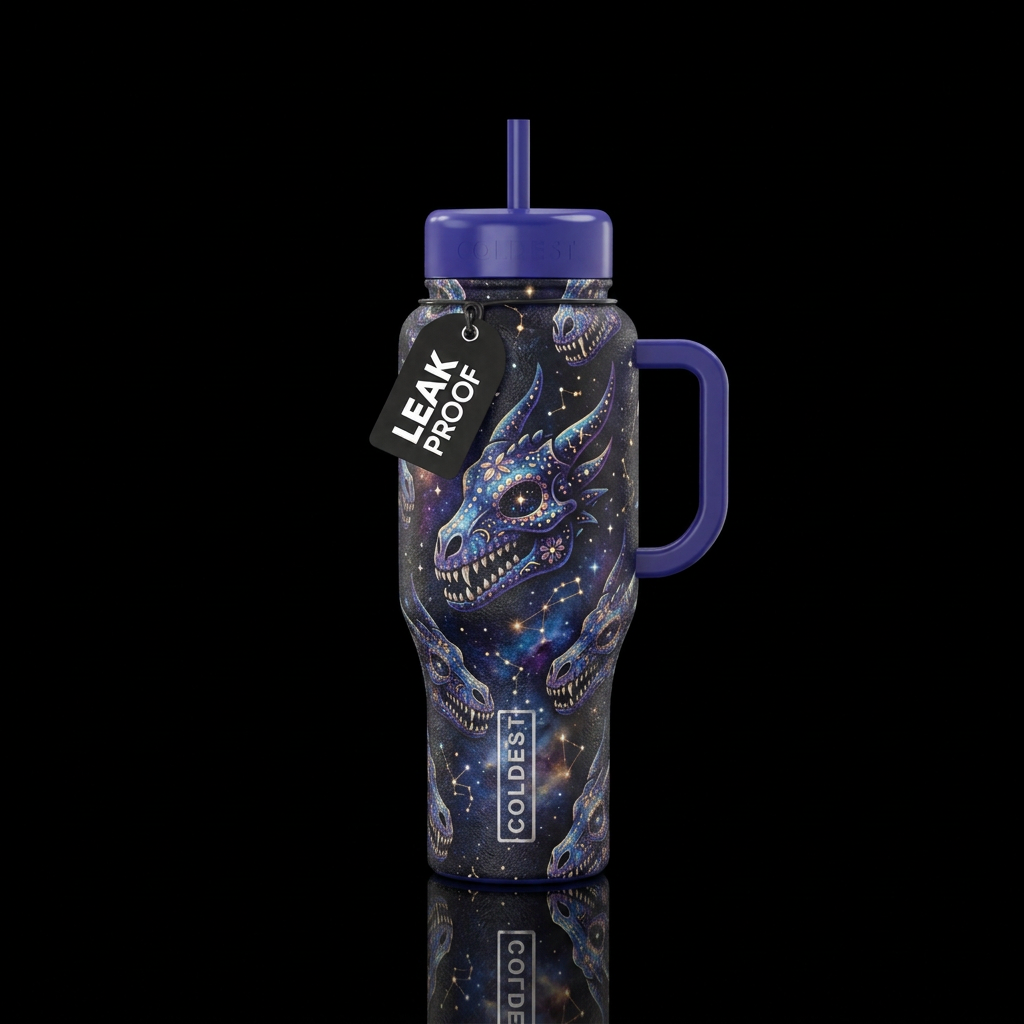 starry night dragon skulls. Dragon skulls in sugar... water bottle design