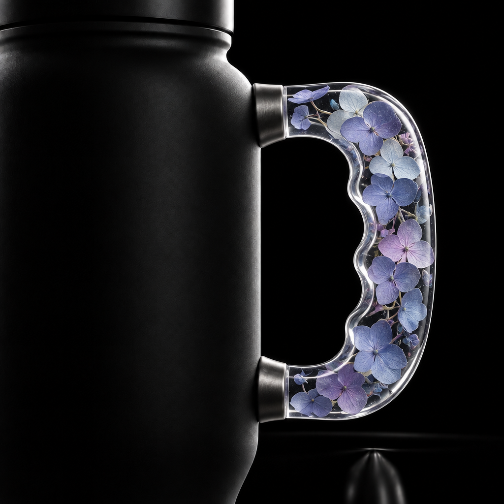 Hydrangea water bottle design