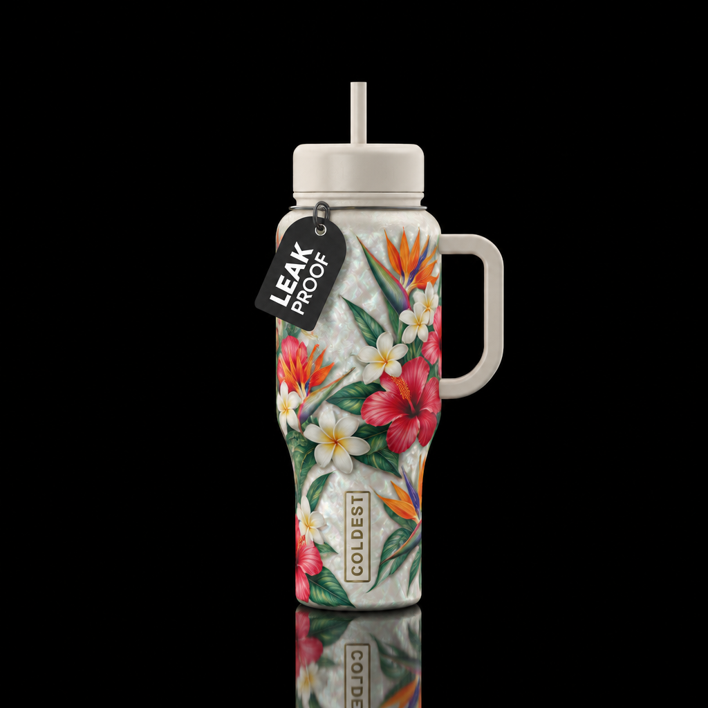 Bright Pacific Floral water bottle design