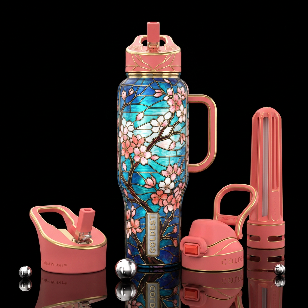 Cherry Blossom Glass water bottle design