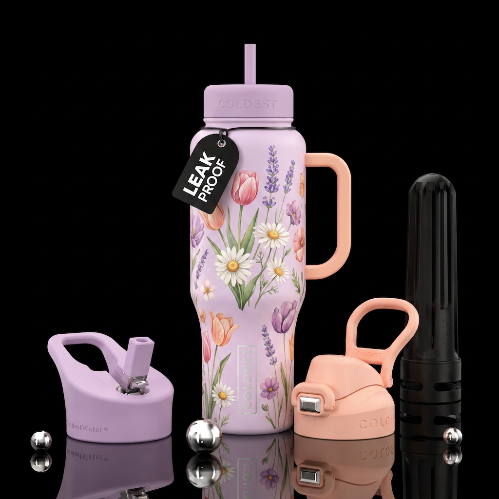 Spring flowers water bottle design