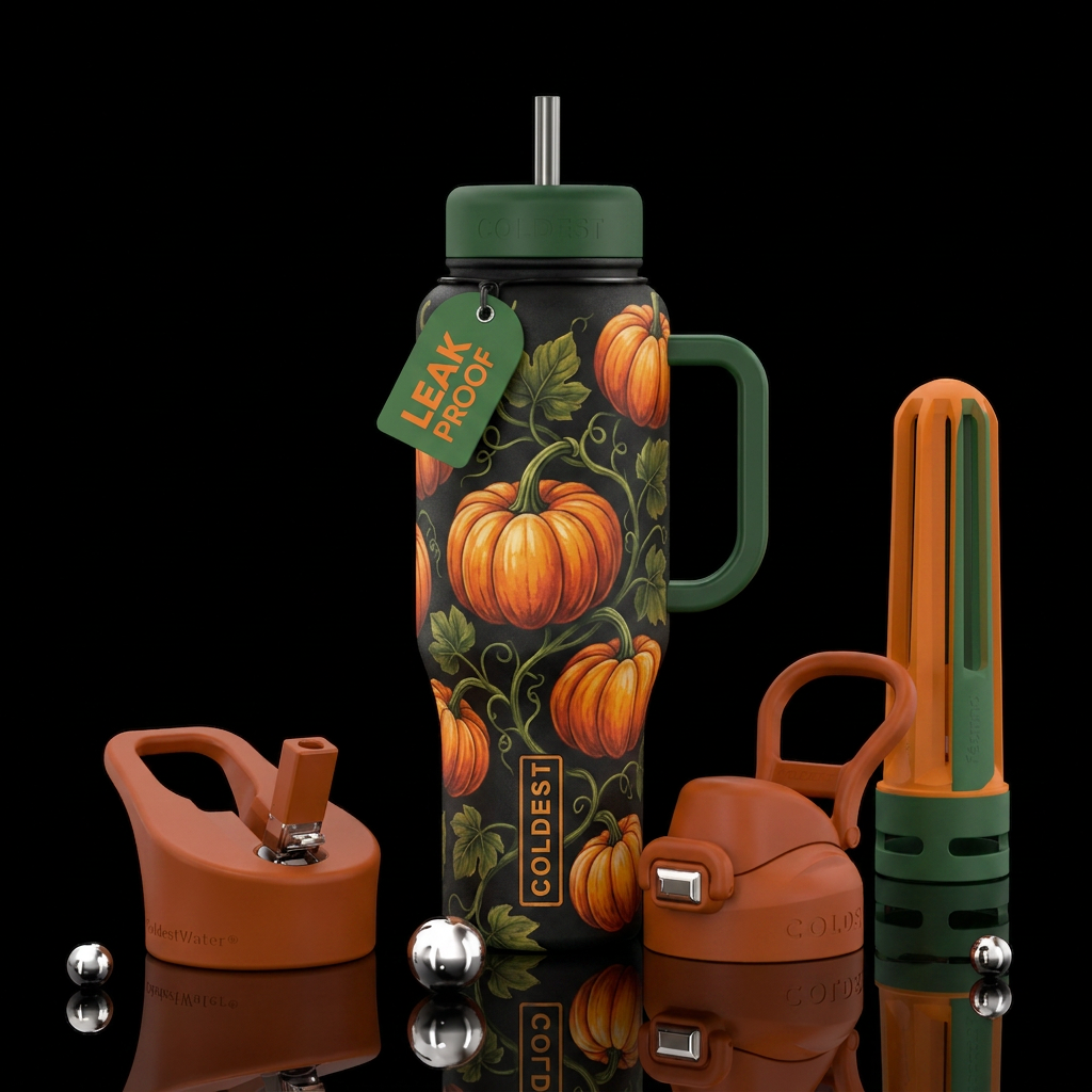 Pumpkins  on vine water bottle design