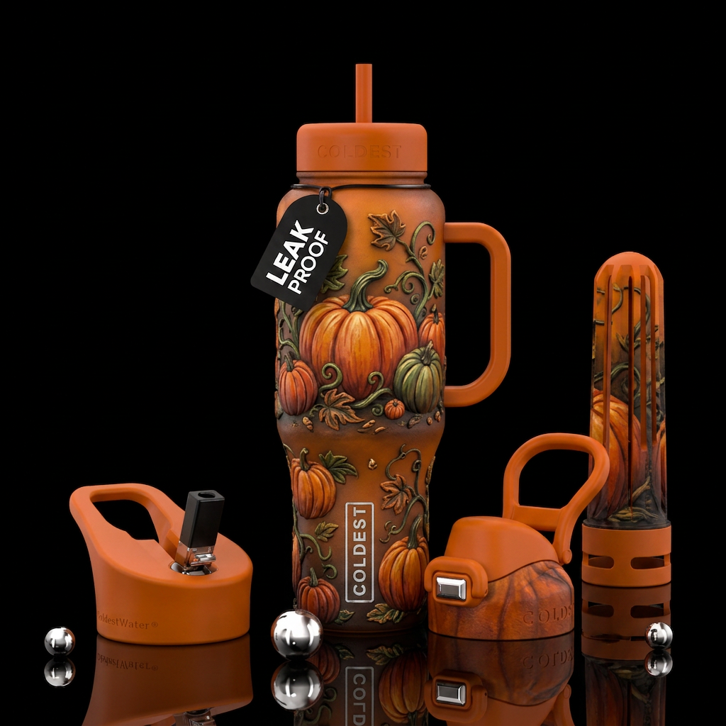 Pumpkin patch water bottle design