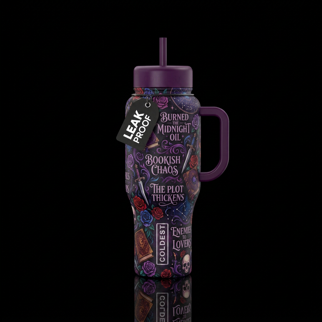 Dark vibes booktok water bottle design