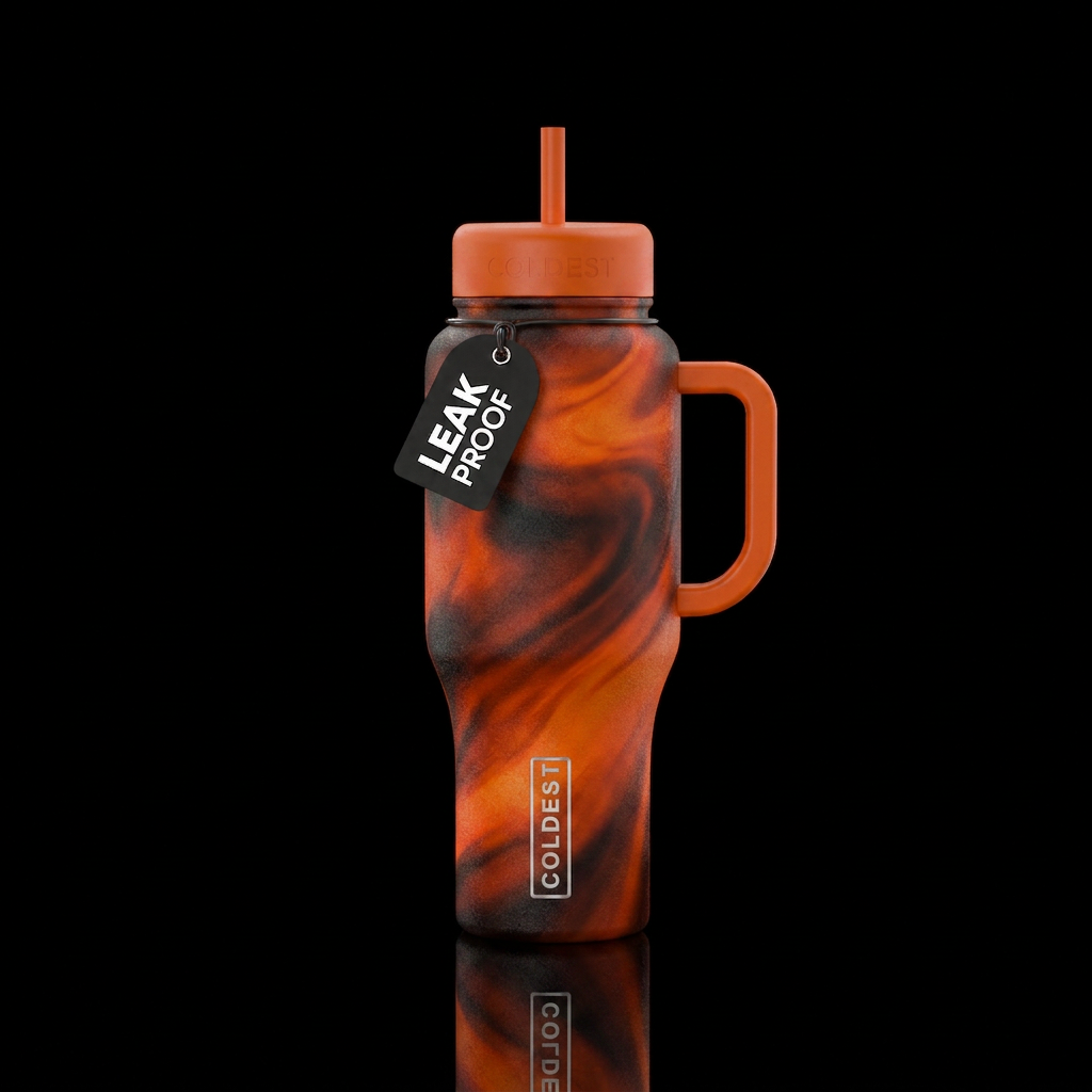 Darkness and orange water bottle design