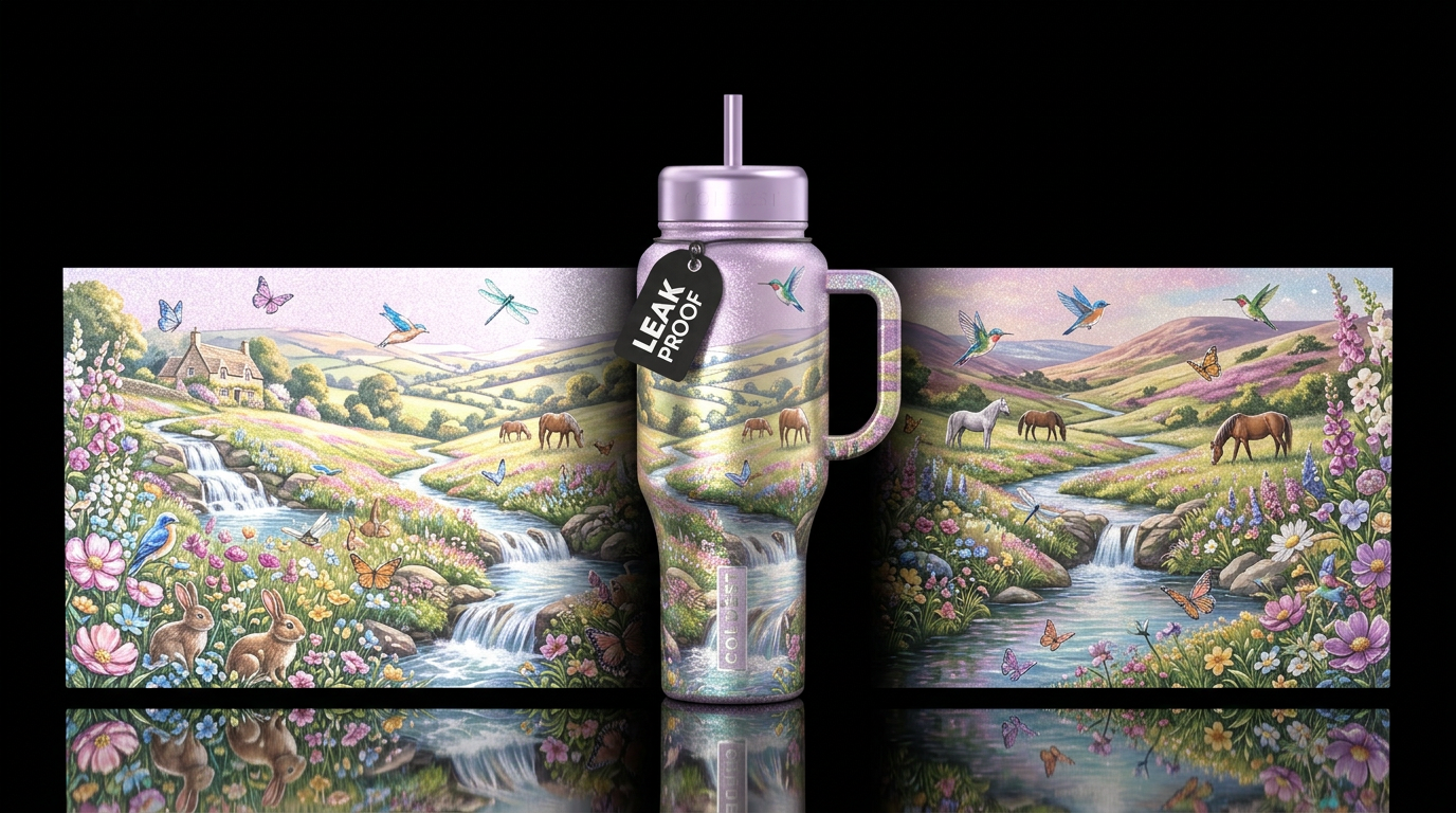 Springtime Meadows water bottle design
