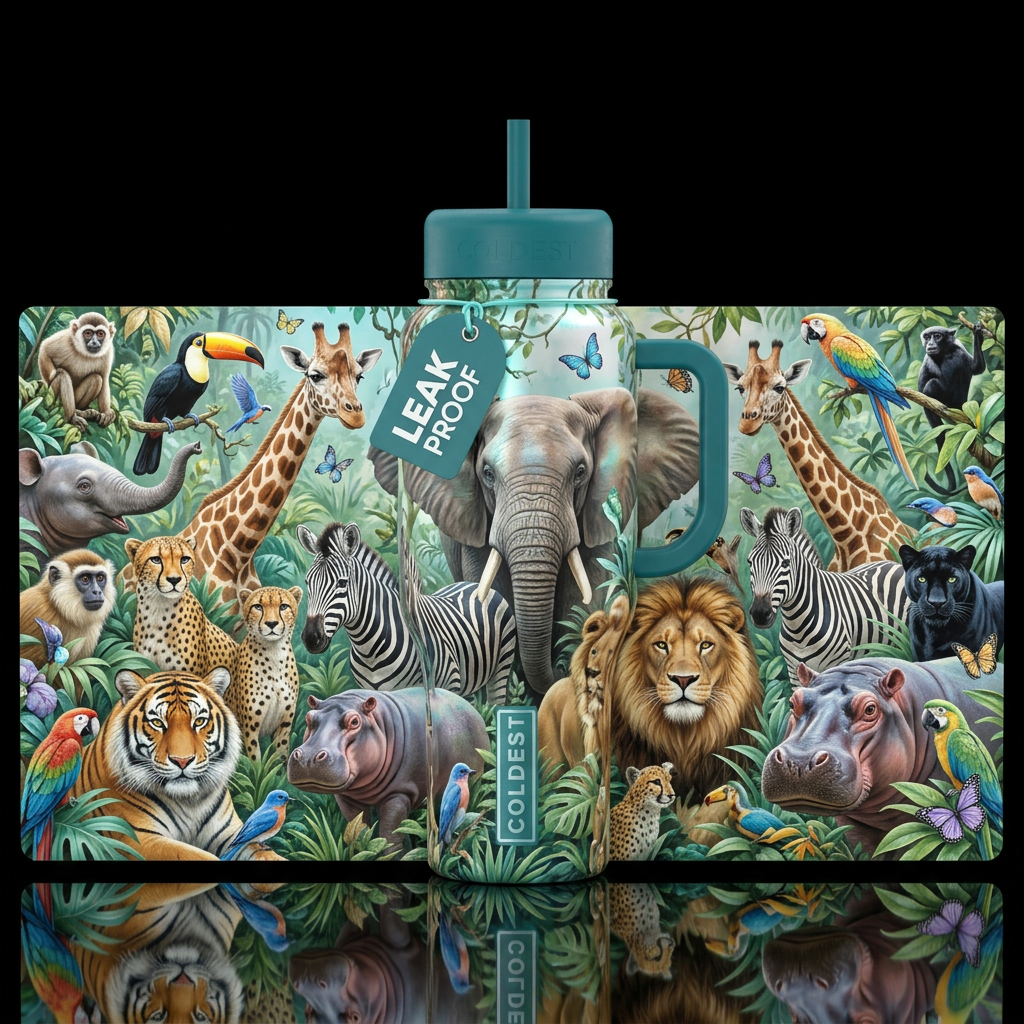 Unveiled Jungle Realm water bottle design