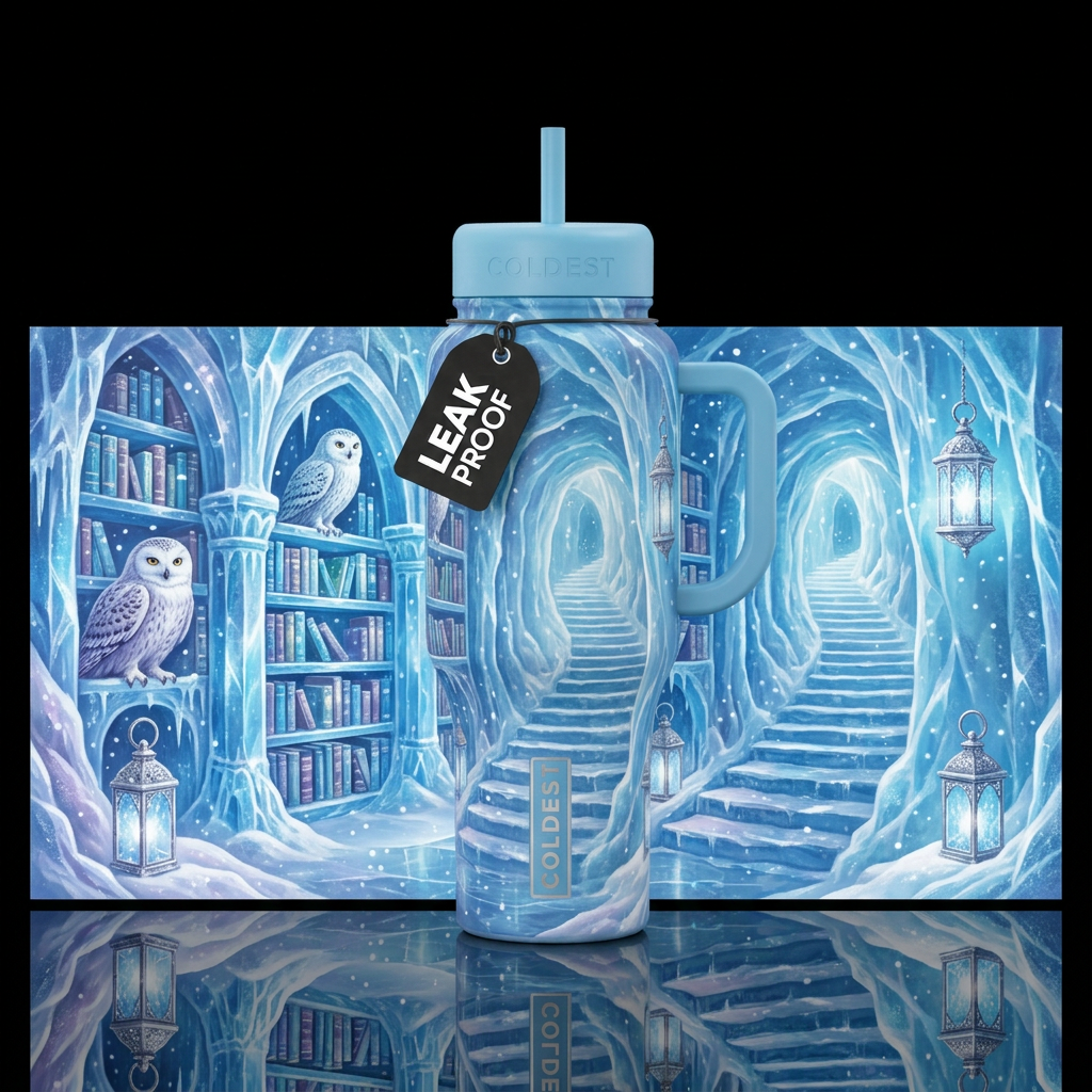 The Glacial Archive water bottle design