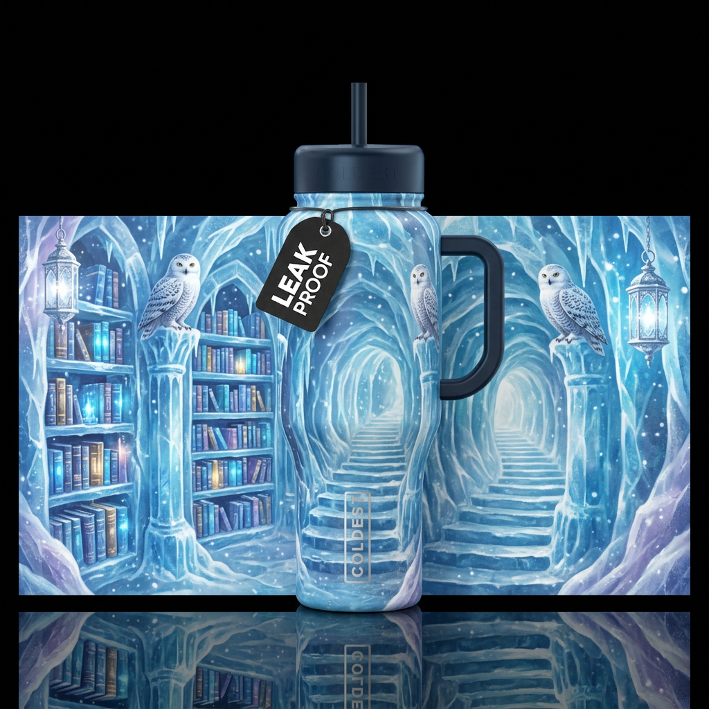 Frosted Folios water bottle design
