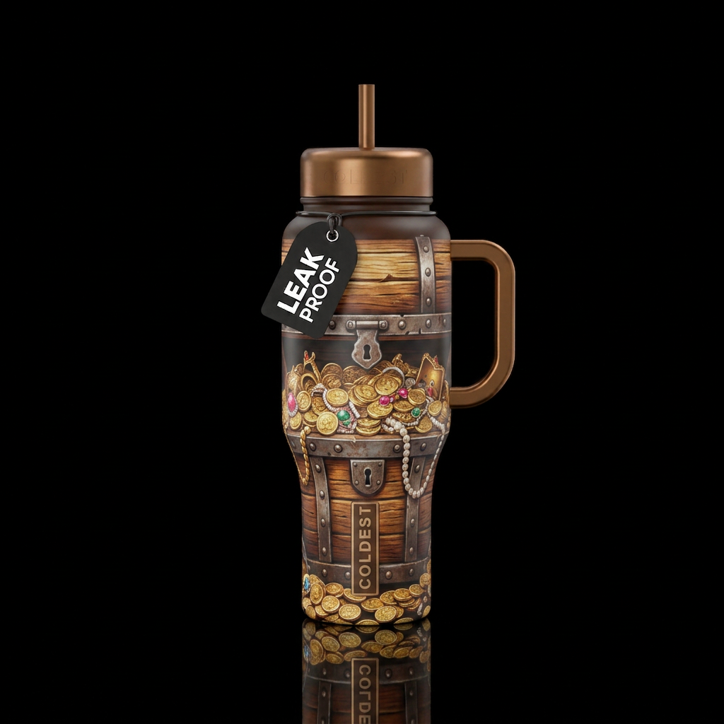Treasure chest water bottle design