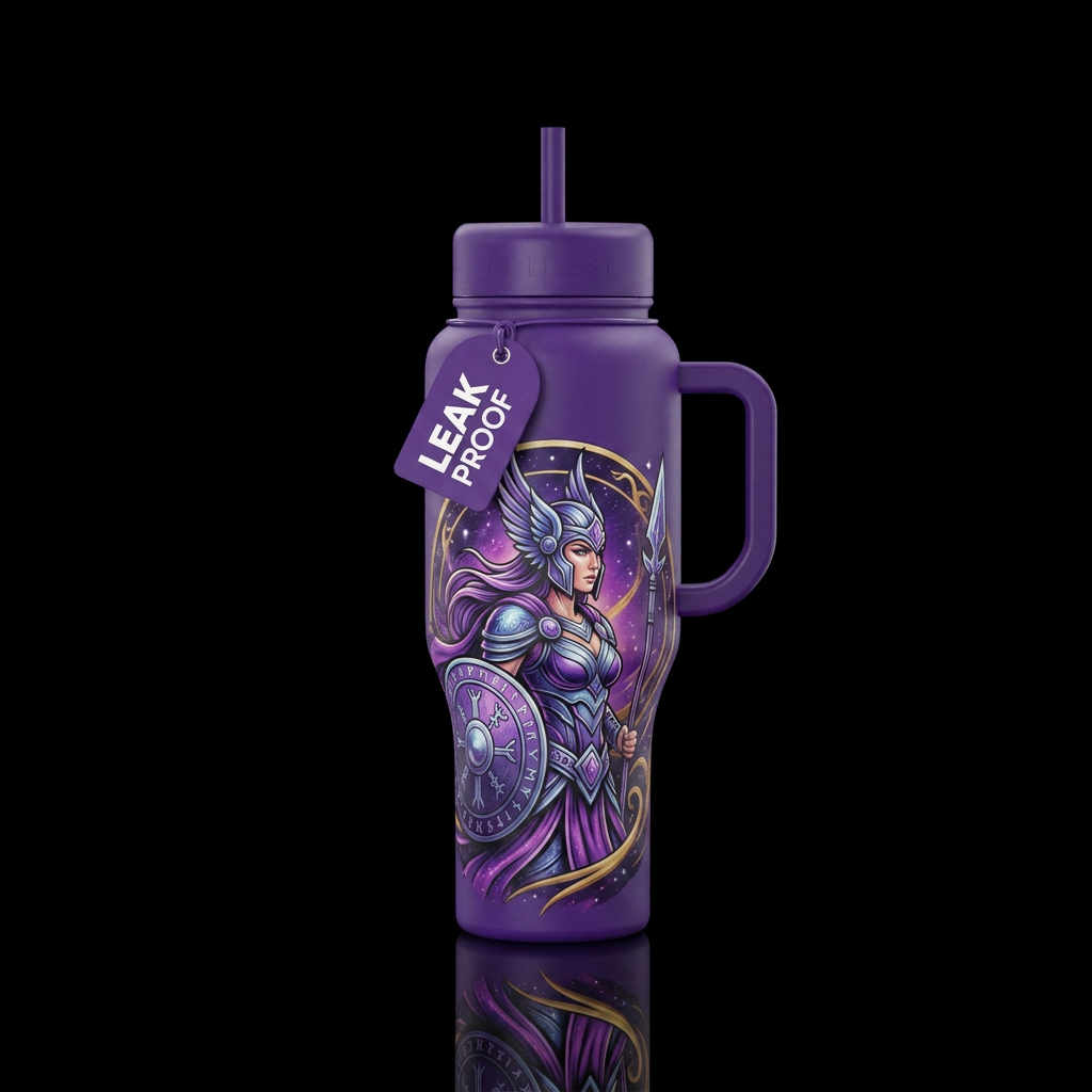 Valkyrie in purple water bottle design