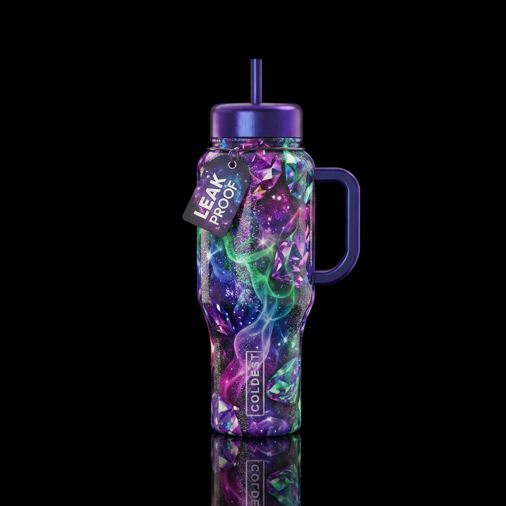 enchanted, sparkly, vibrant, fantasy, gemstone, my... water bottle design