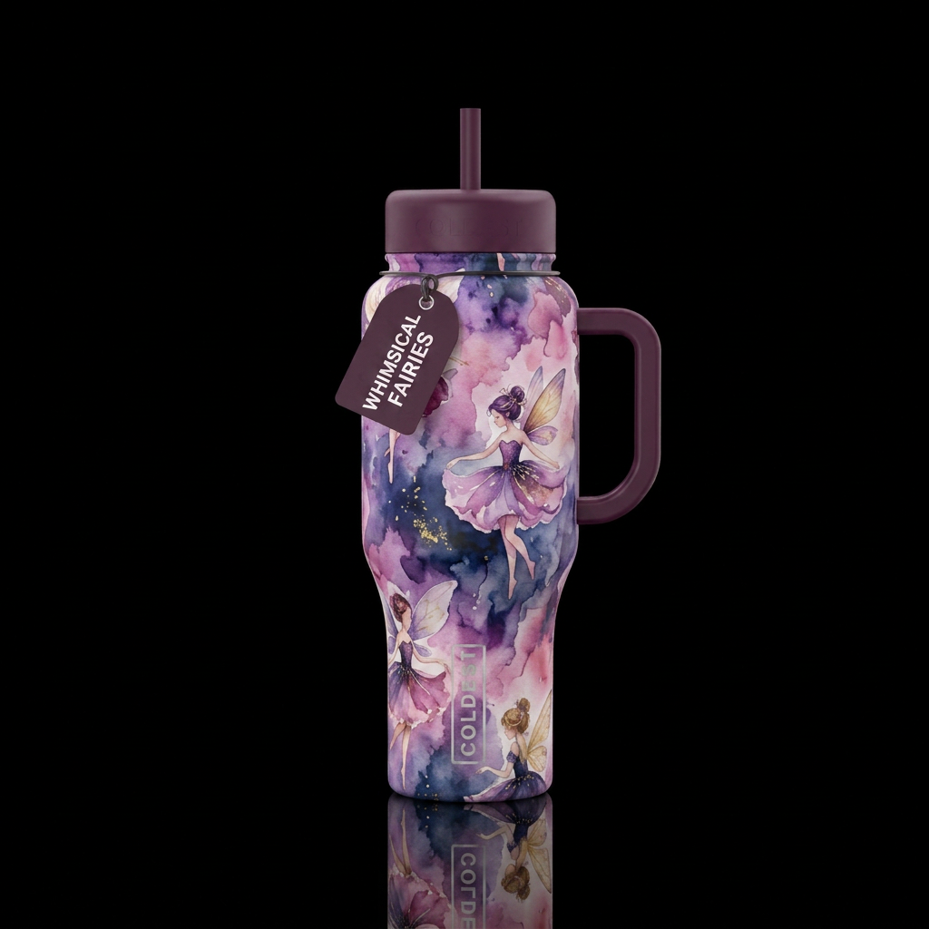 Sugar plum fairies, dancing, whimsical, watercolor... water bottle design