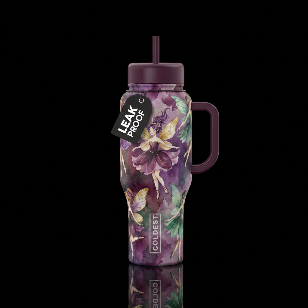 Sugar plum fairies, dancing, whimsical, watercolor... water bottle design