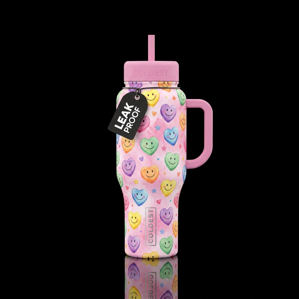 Smiling faces candy hearts in all colors from Vale... water bottle design