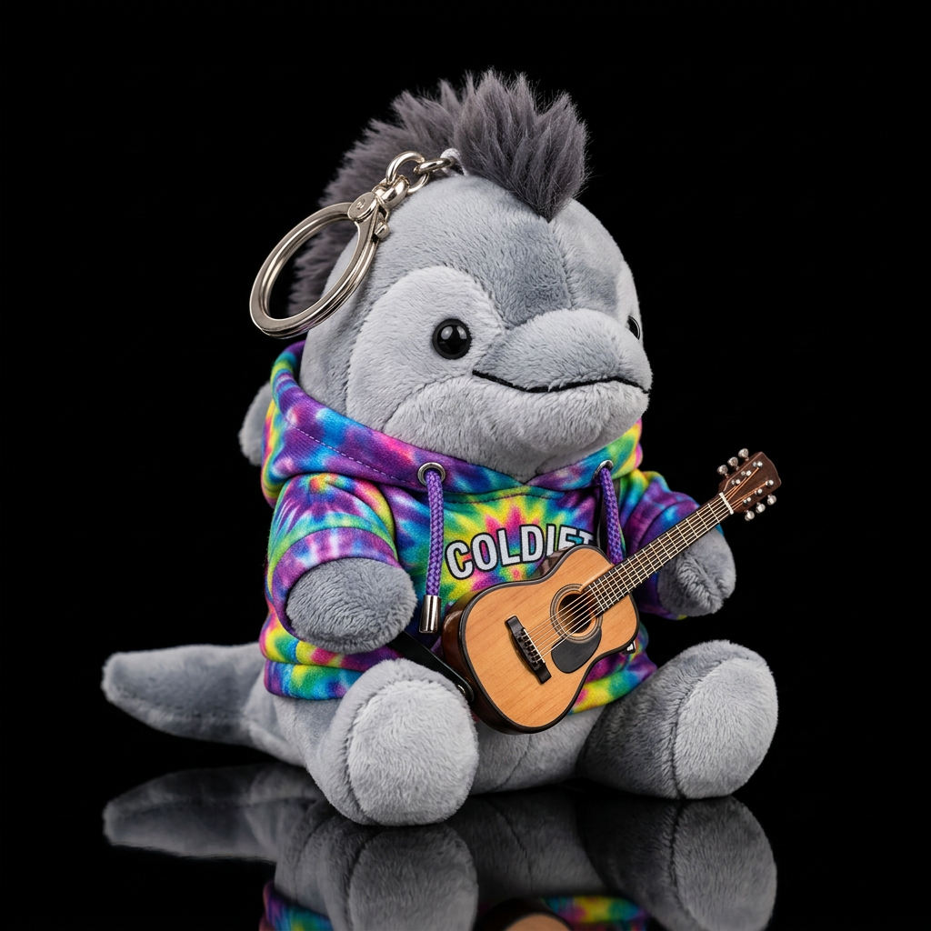 Dolphin with a molhawk in a tie-dye  hoodie with a... water bottle design
