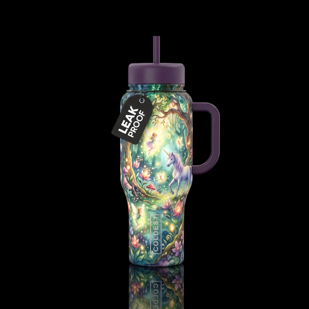 fairy tale, magical, vibrant, beautiul, glowie, wh... water bottle design