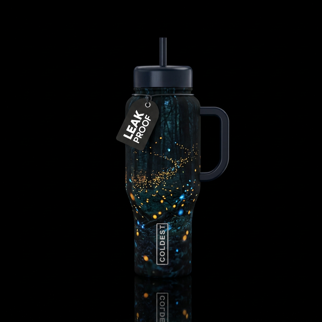 firefly, scary, dark mood water bottle design