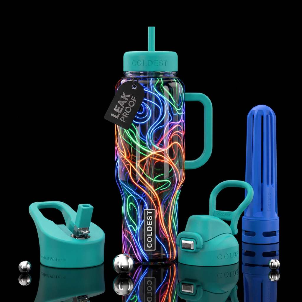 Lighting glass water bottle design