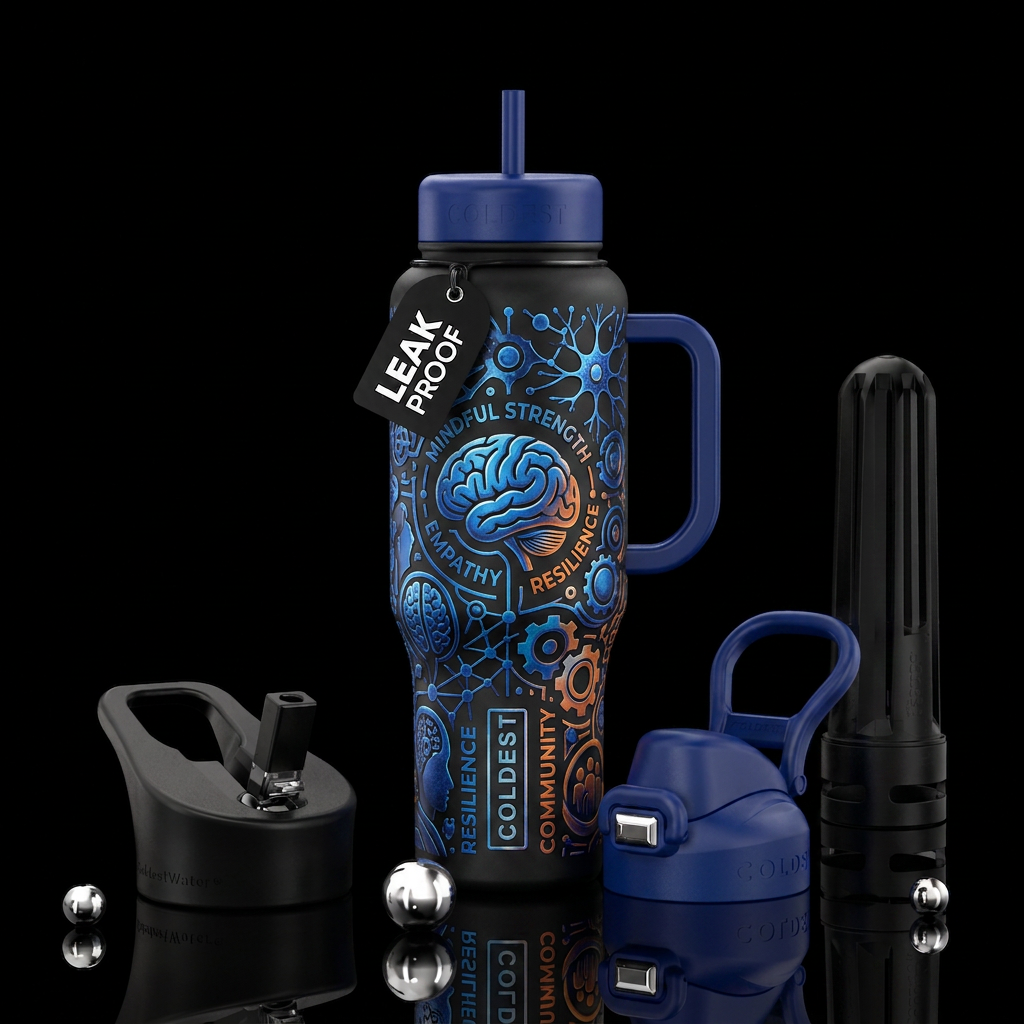 Mens mental health water bottle design