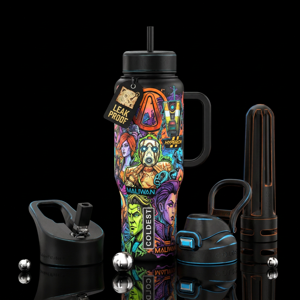 Borderlands water bottle design