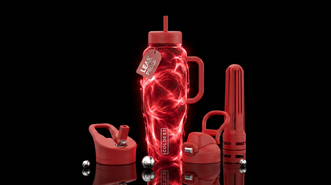 Red aura water bottle design