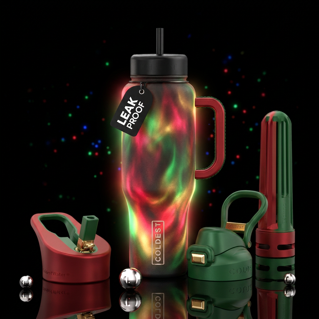 Christmas aura water bottle design