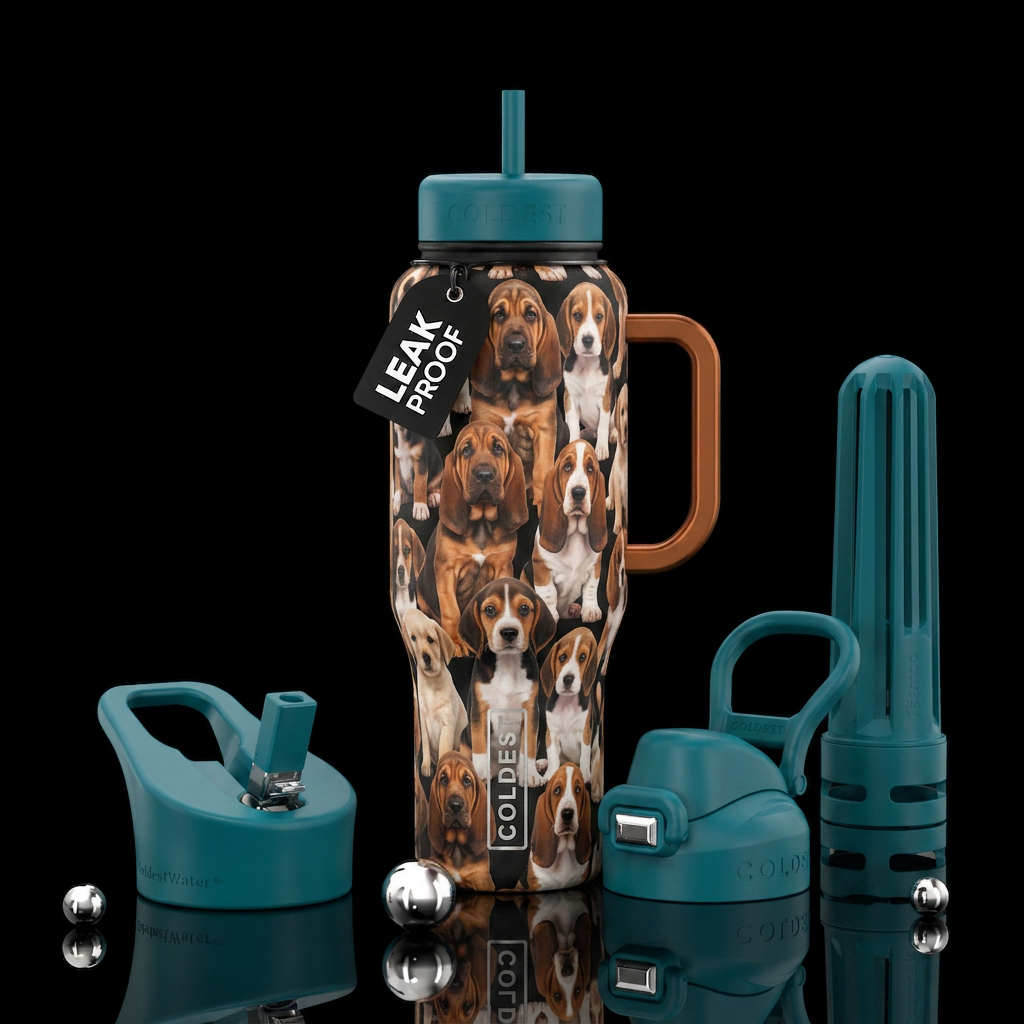 Hound puppy water bottle design