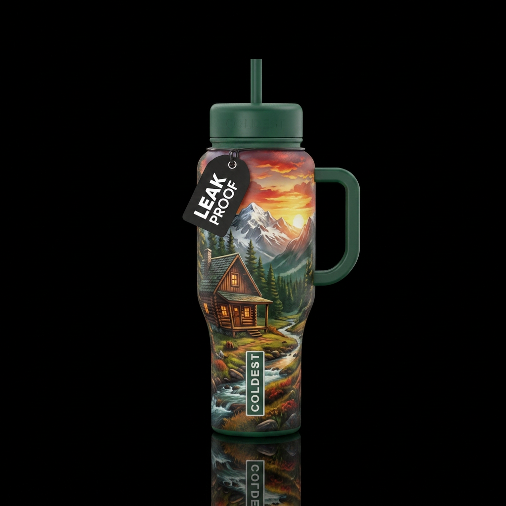 Mountain Cabin water bottle design