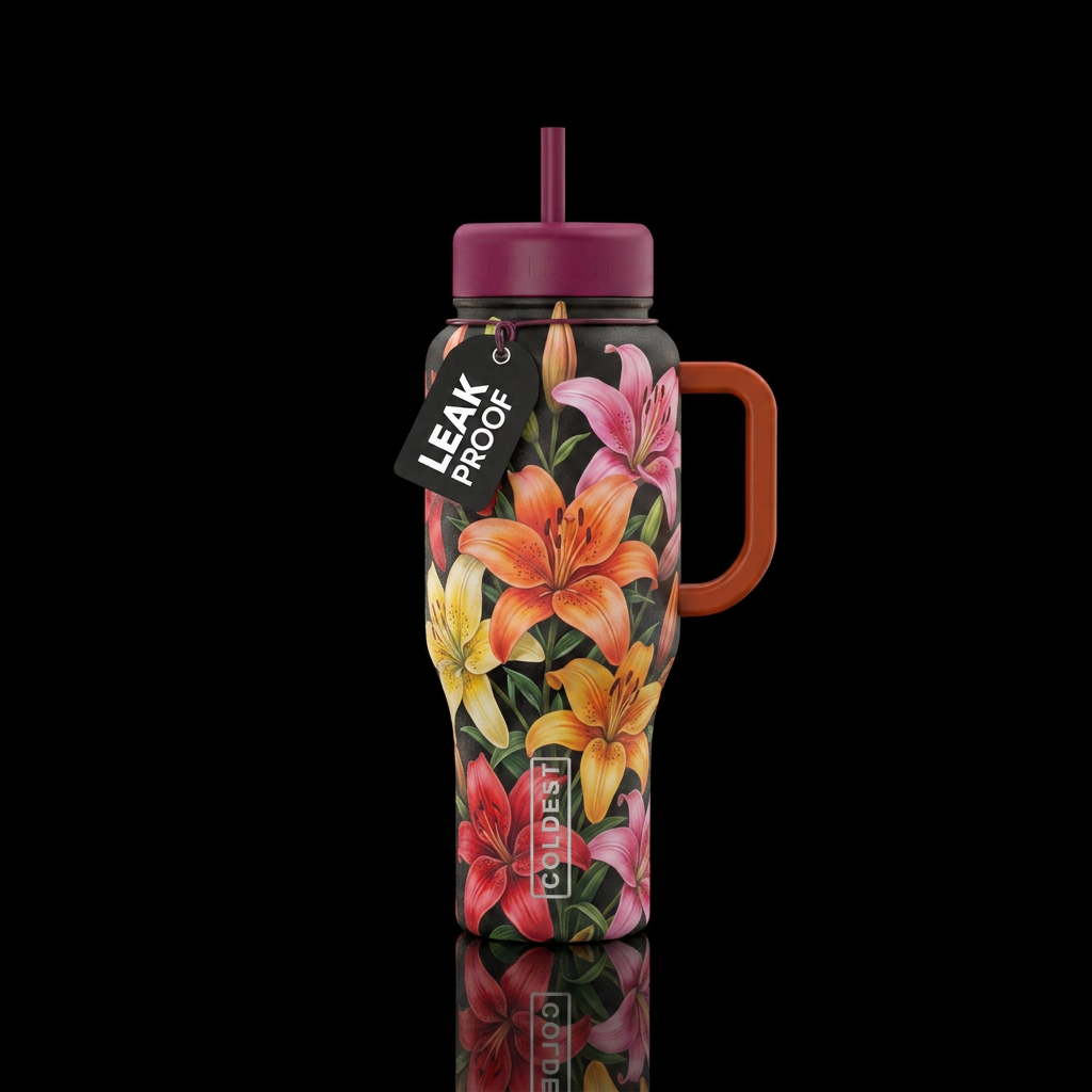 Asiatic lily water bottle design