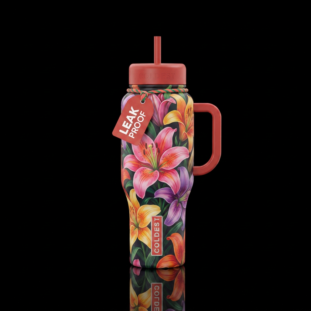 Asiatic lily water bottle design