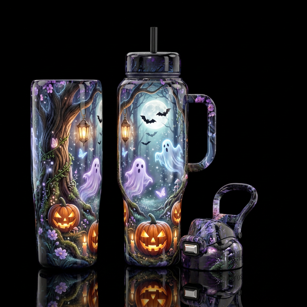 The haunted forest water bottle design