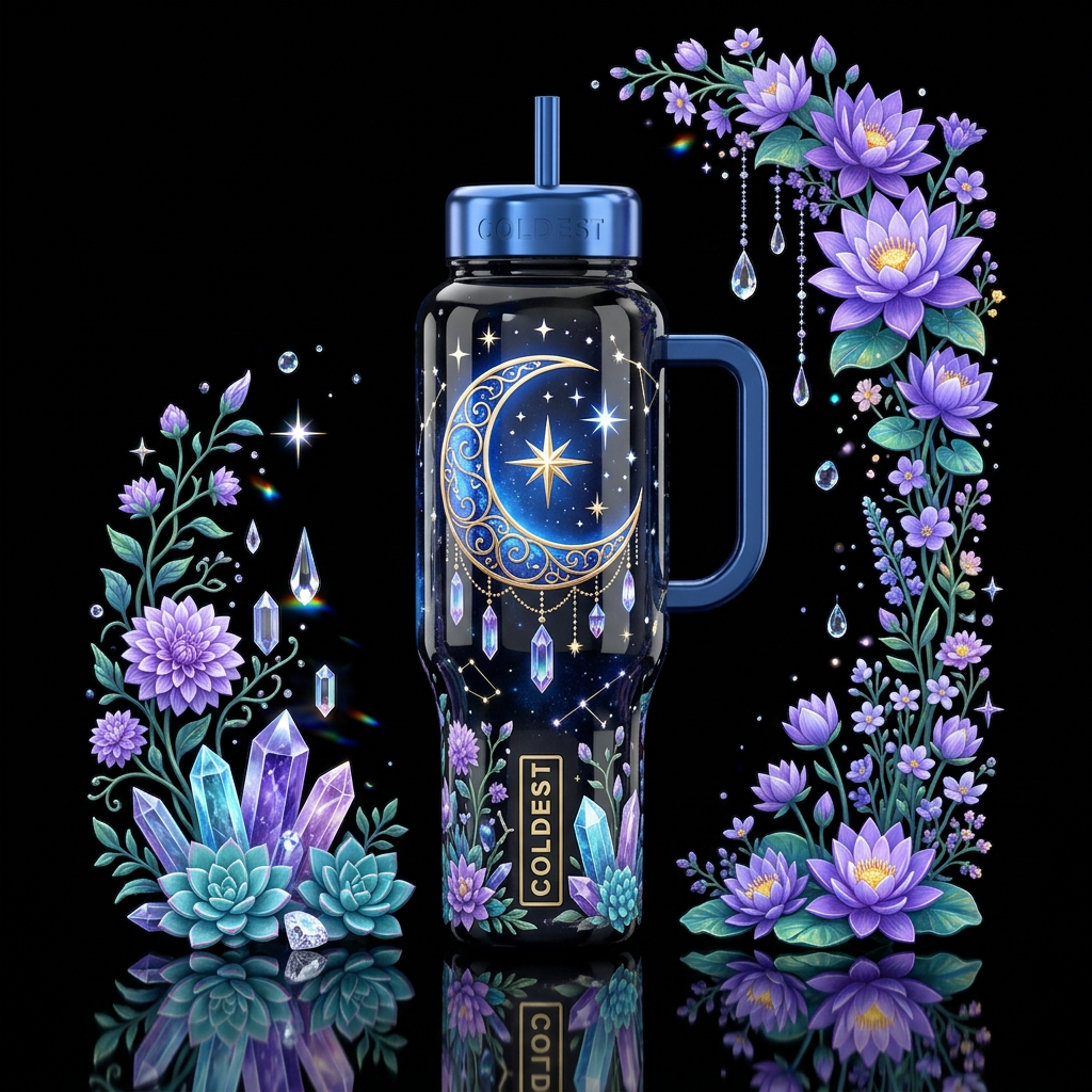 Jeweled Moon water bottle design
