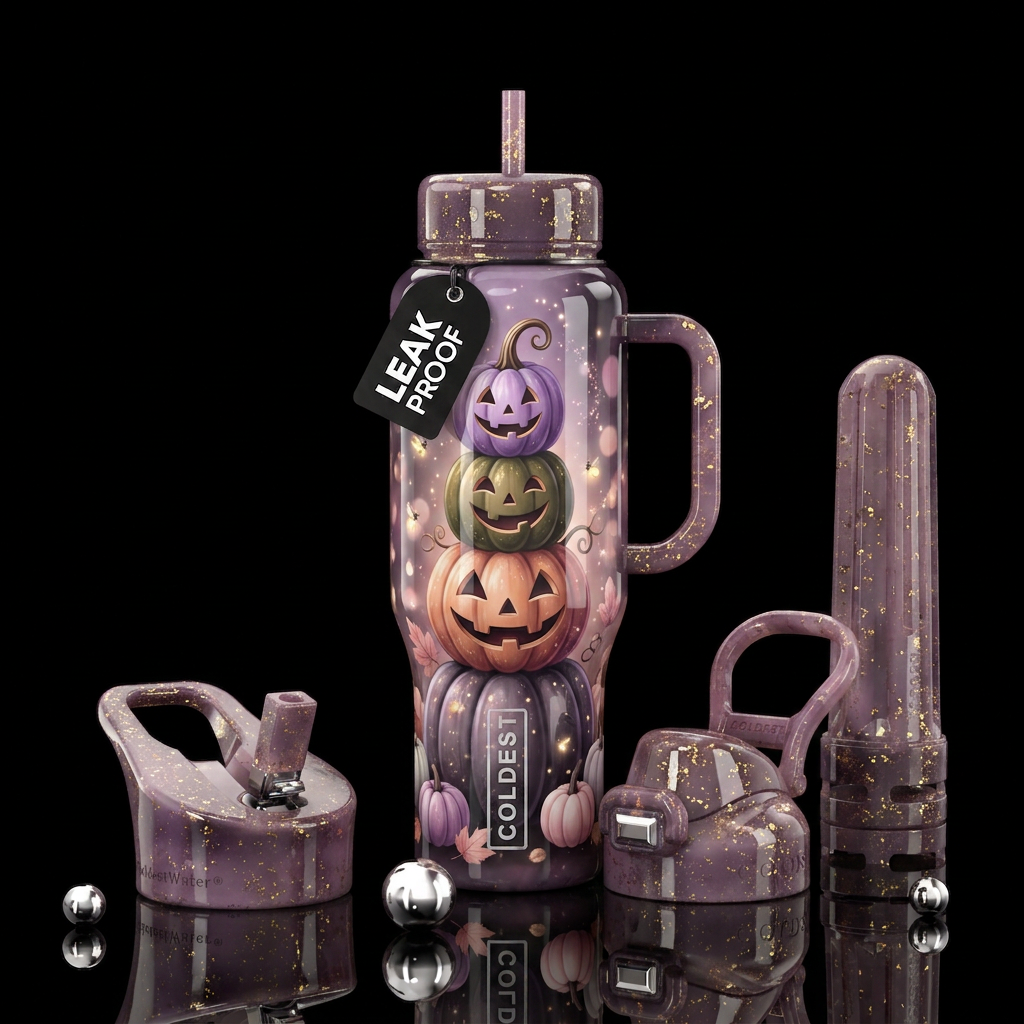 Stacked in Autumn water bottle design
