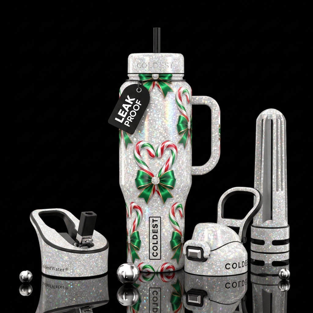 Candy cane Hearts water bottle design