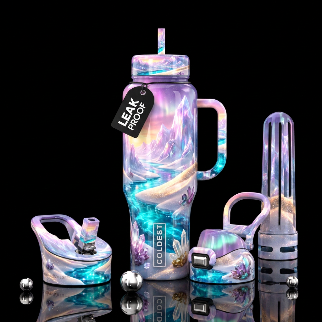 Ice circles and Crystals water bottle design